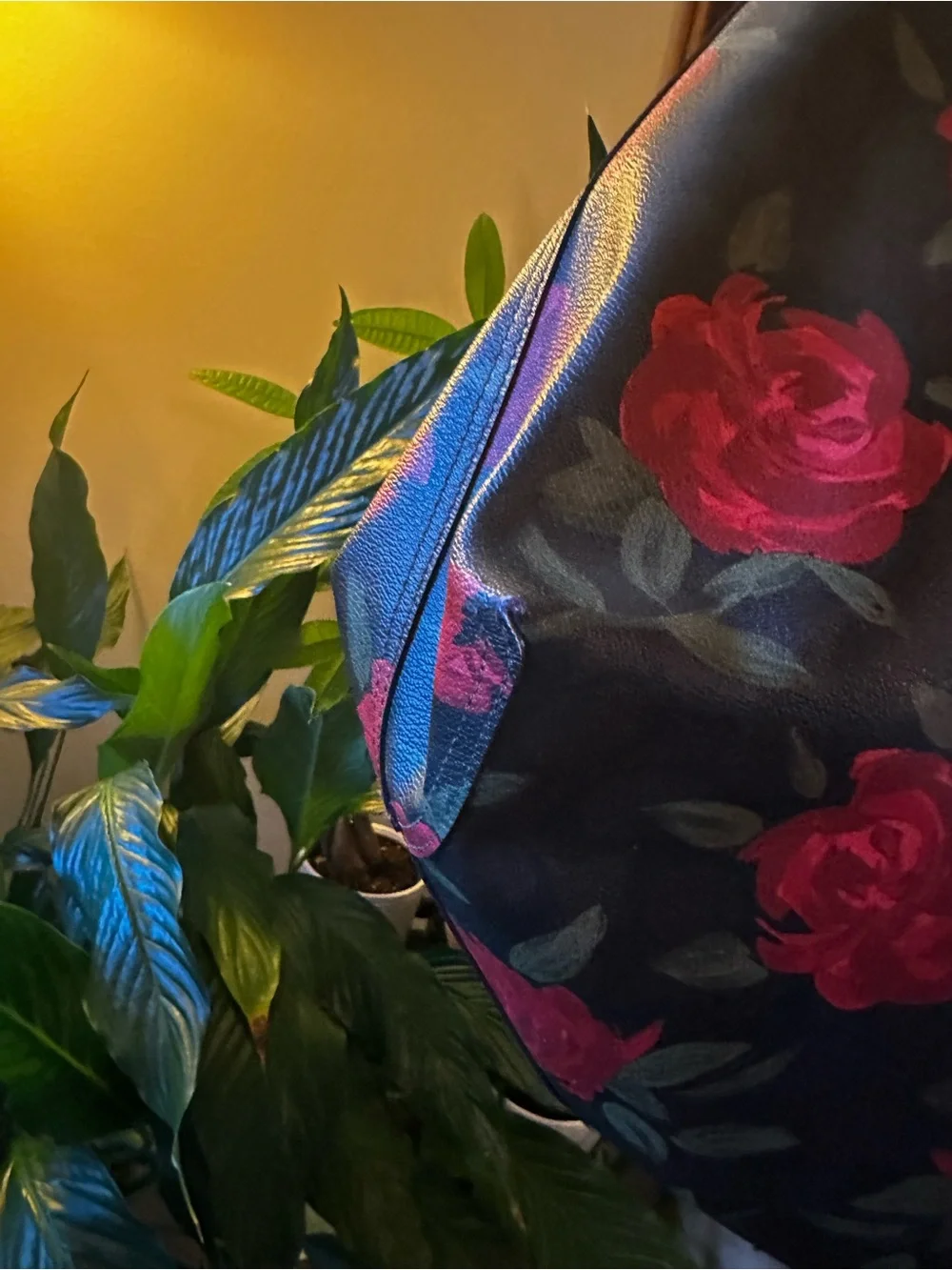 Reversible Coach floral Tote with red Rose Floral Print